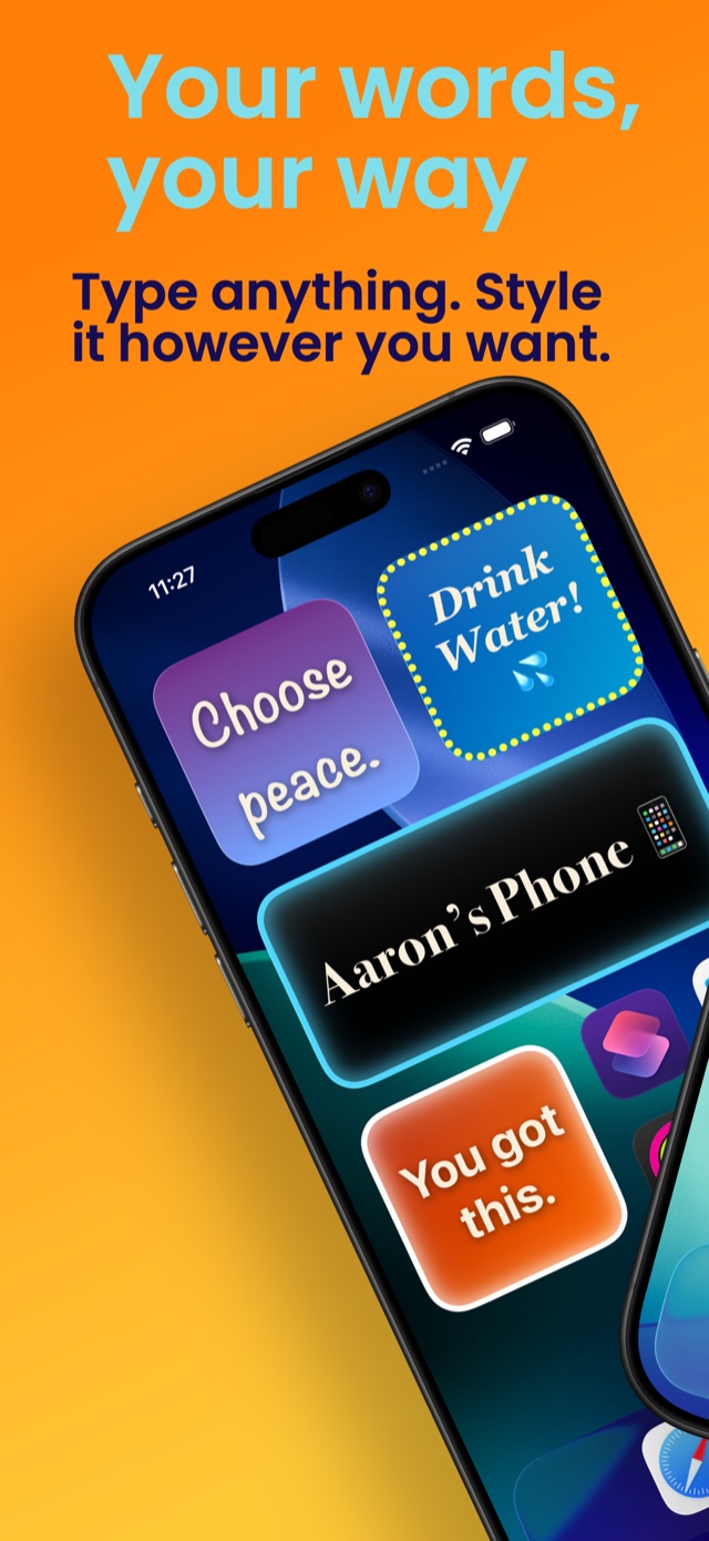 WidgText widget customization screen